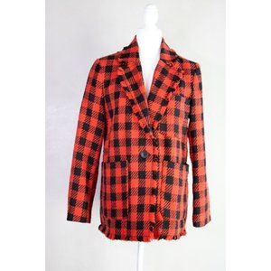 Stradivarius Red and Black Buffalo Plaid Jacket - Size M
